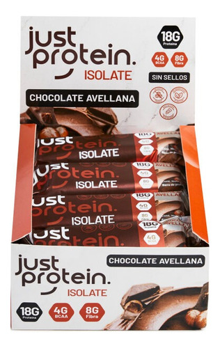 Box 12 Barras Isolate 18g C/u Chocolate Avella- Just Protein