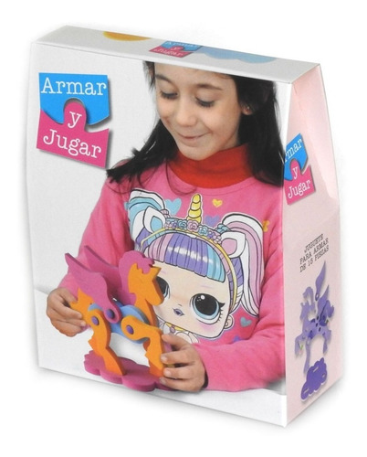 Imagen 3 de 4 de Rompecabeza 3d De Goma Eva Modelo Unicornio Puzzle 15 Piezas