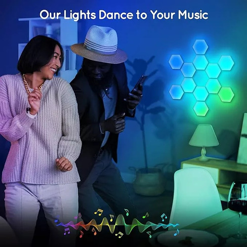 Luz Gamer Hexagonal Control App Cintas Led ( No Usa Pilas )