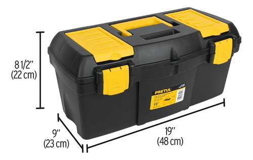 Caja Plástica 19'' Con Compartimentos, Pretul, Color Negro