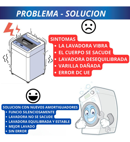 Amortiguadores Lavadora Fensa Mademsa 13 A 15 Kg Kit 4 Unid