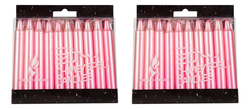 Mega Candles 40 Mini Velas Cónicas Sin Perfume De Color Rosa