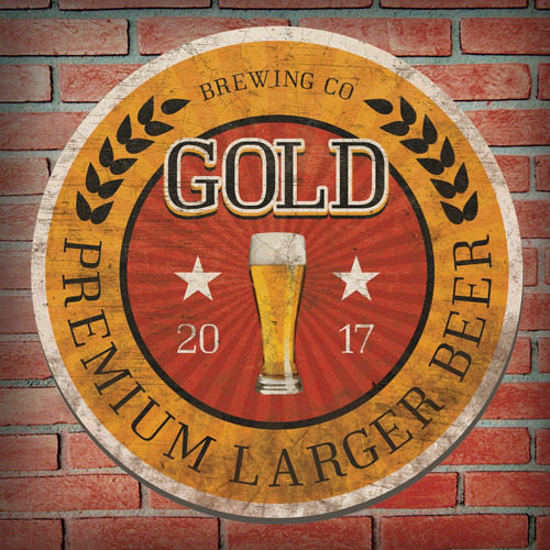 Placa Cuadro Decorativo Redondo 29cm Cerveza Rubia