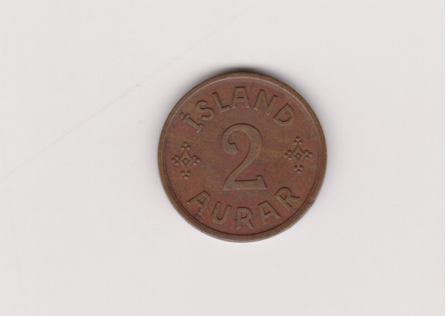 Moneda Islandia 2 Aurar Año 1942 Muy Bueno +