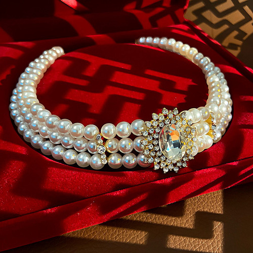 Collar Coreano Elegante De Perlas Y Diamantes De Imitación D