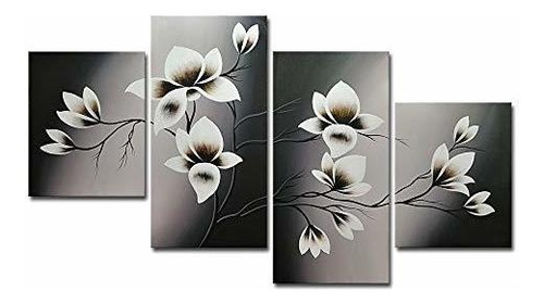 Wieco Art Elegant Blooming Flowers Pinturas Al Óleo Sobre