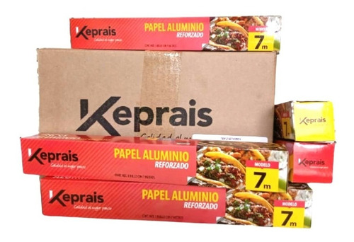 Papel Aluminio 7 Metros Reforzado Keprais (24 Pzas)