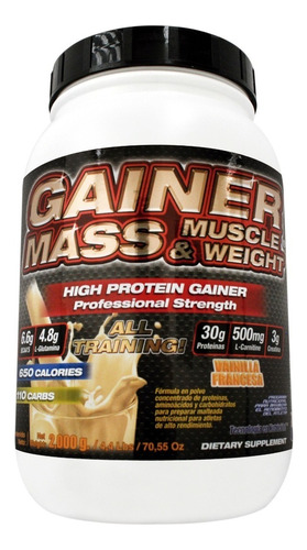 F&nt Gainer Mass Muscle & Weight 2,000 Gr Proteina Sabor Vainilla Francesa
