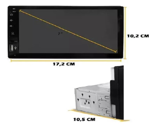Central Multimídia Encaixe 1 Din Espelhamento Android E Ios