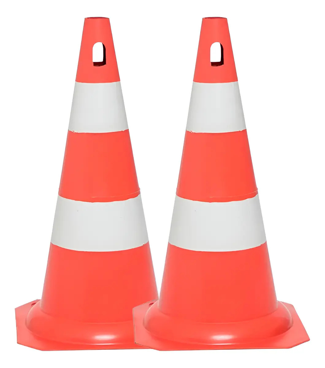 Cones de Sinalização Plastcor 75cm Laranja/Branco Para Estacionamento Kit 2 Unid