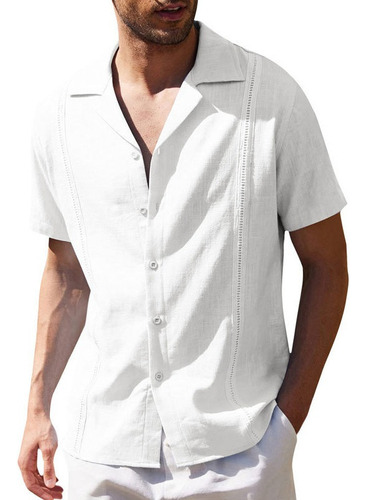 Camisas Guayabera Para Hombre, Camisa De Lino De Campamento