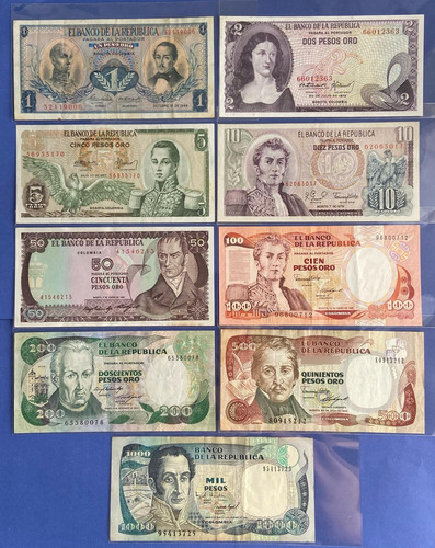 9 Billetes Antiguos Colombianos