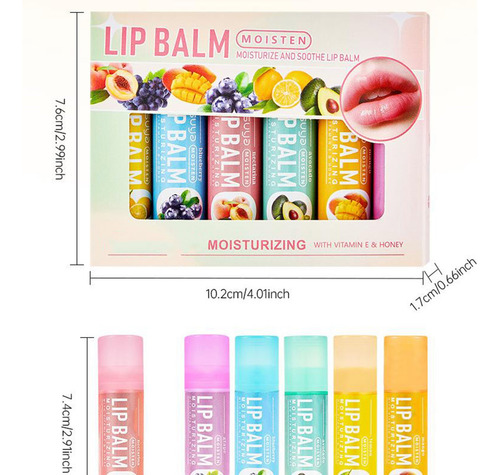 Kit De Bálsamo Lipgloss Paquete De Bálsamos Con Sabor A Frut