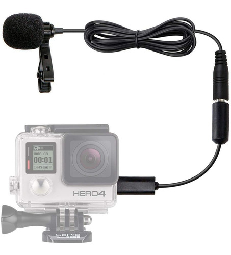 Microfono Corbatero + Adaptador Para Gopro Hero 3/4 Black