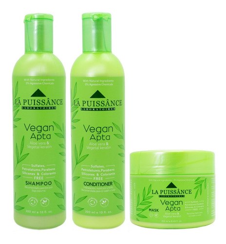 La Puissance Vegano Apta Shampoo + Acondicionador + Máscara