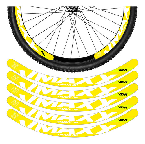 Jg 12 Adesivos Bike Roda Aro 26 29 Freio Disco Vmaxx Amarelo