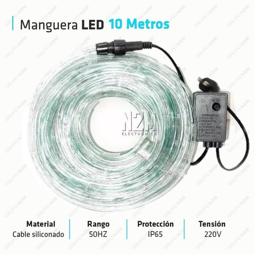 Manguera Tira Led 10 Metros Exterior Blanco Calido Navidad