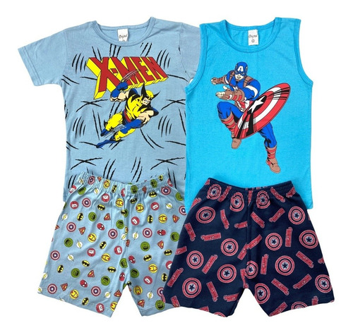 Imagem 8 de 10 de Kit 3 Conjunto Infantil Personagem Menino Roupa Atacado