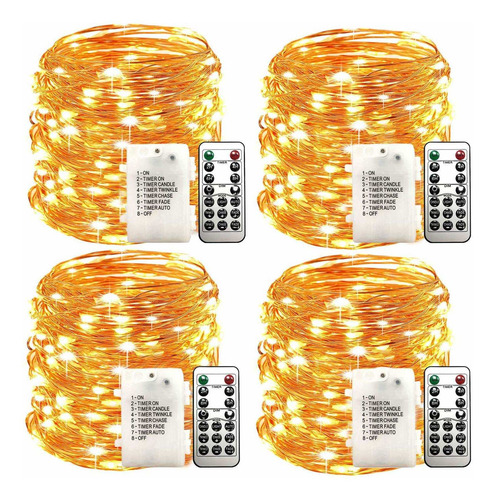 Wsgift Paquete De 4 Luces Led De 33 Pies, 100 Luces Led De C