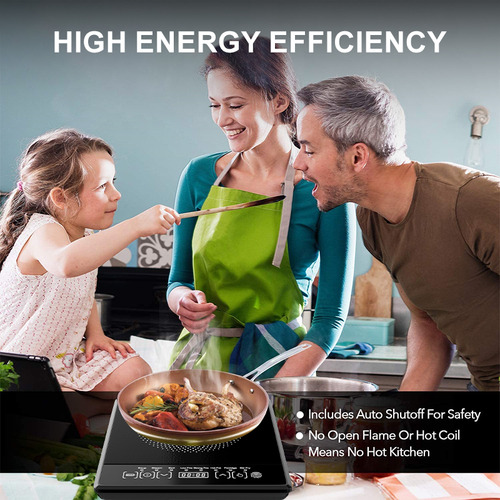 Parrilla De Inducción Eléctrica, Estufa De Mesa Modernas Inducción, Quemador De Encimera Eléctrico De 2200 Vatios Con Sensor Táctilbloqueo Seguridadprotección Contra Sobrecalentamiento