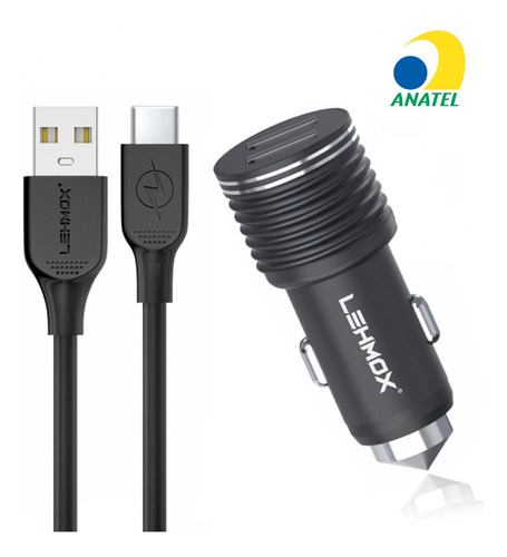 Carregador P/ Carro Carga Rápida Tipo C 3.1a 2 Usb