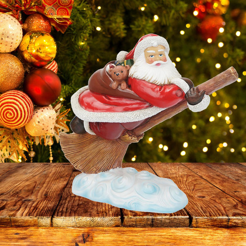 Estatuilla De Papá Noel, Escultura Coleccionable Escoba
