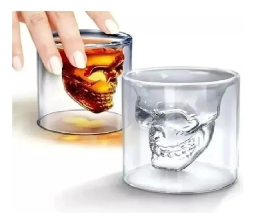 Juego De 6 Copas De Cristal Tipo Calavera Doble Fondo 25 Ml Cristal