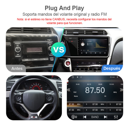 K Estéreo 2+32g Para Honda City 2014-2020 Cámara Gps Bt Wifi