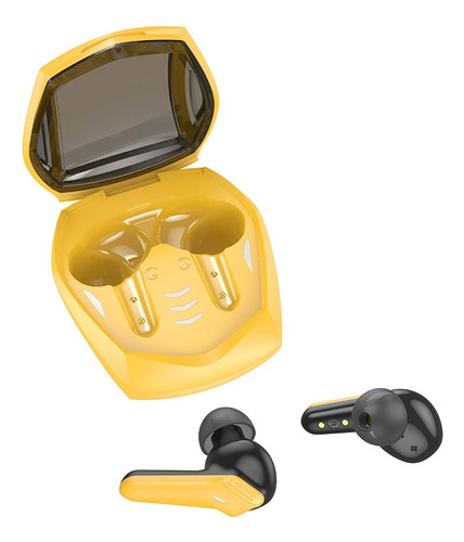 Auricular Gamer Hoco Ew28 Bluetooth Celular Inalambrico 60ms Color Amarillo Luz Verde Claro