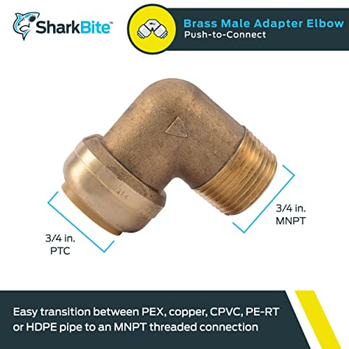 Adaptador De Codo Macho De 90 Grados De 3/4 Pulgada X 3...