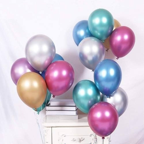 5 Globos Chrome Metalizado Plateado Dorado Vs Cromado Crome