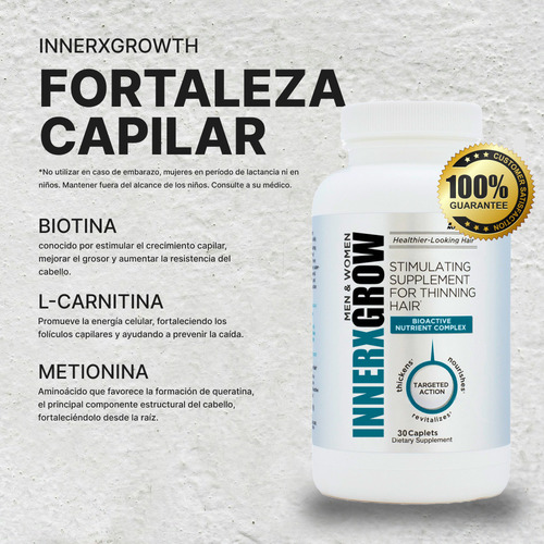 Pastillas Para La Caída Del Cábelo Innerx Grow Eth Nutrition