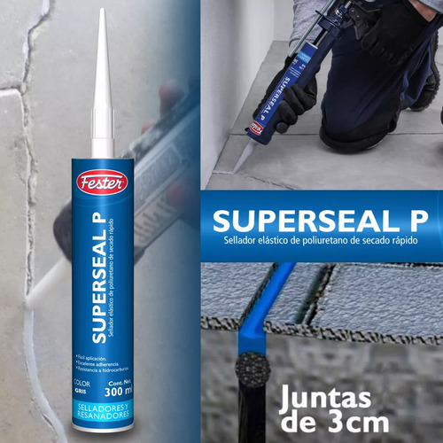Pack 2 Sellador De Poliuretano Fester Superseal P 300ml Gris