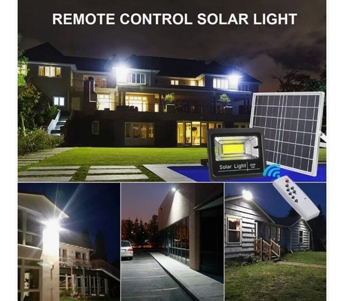 Reflector Led Solar De 300w Con Panel Solar Y Control Remoto