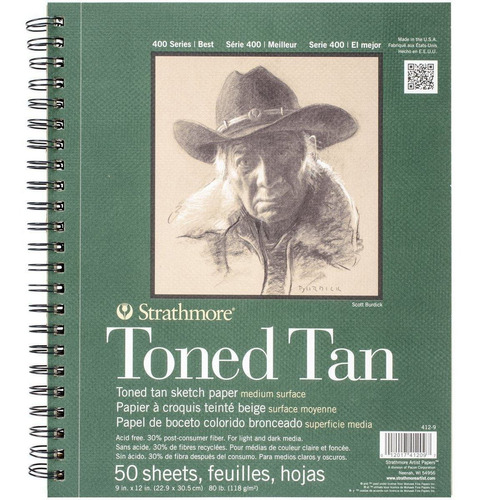 Cuaderno Dibujo Strathmore Toned Tan Sketch Pad 23 X 30 Cms