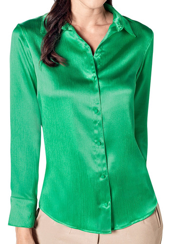 Blusa Casual Elegante Dama Cco 435 Verde Botones 121-570 T3