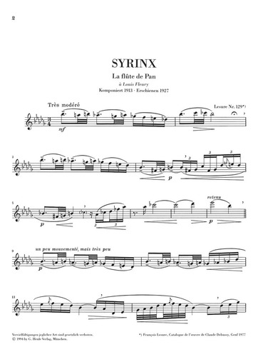 C. Debussy: Syrinx For Flute Solo / La Flauta De Pan.