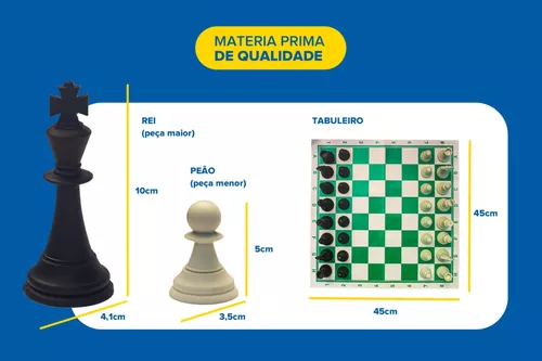 Jogo xadrez oficial rei 10 cm tabuleiro saco tnt