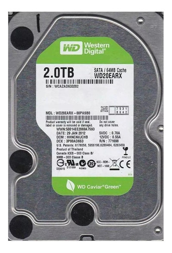 Disco Duro  Western Digital Caviar Green Wd20earx 2tb 