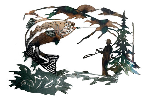 Arte De Caza Y Pesca De Truchas: Decoración De Pared De Meta
