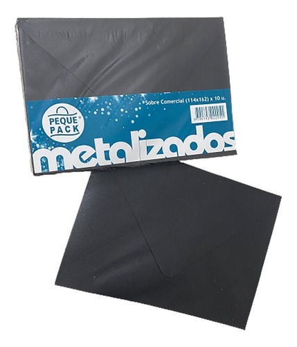 Sobres Comercial Peque Pack Metalizados 114x162mm (x10) Color Negro Liso