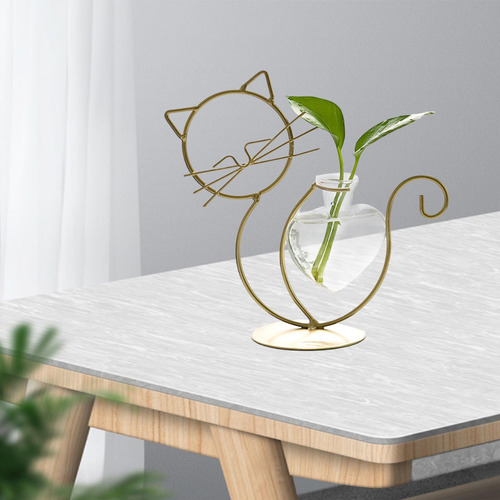 Florero Lindo Del Arte De Del Gato De Sentado En Oro