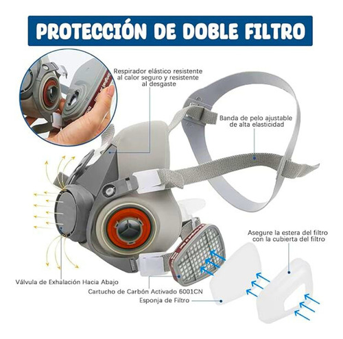 Máscara Protectora Reutilizable Cara Completa 99% Filtración