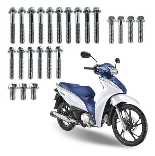 Kit Parafuso Tampa Motor Cromado 23 Pcs C125 Biz Todas Gmx