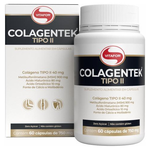 Kit 2 Colagentek Ii Colágeno Vitafor 60 Cápsulas