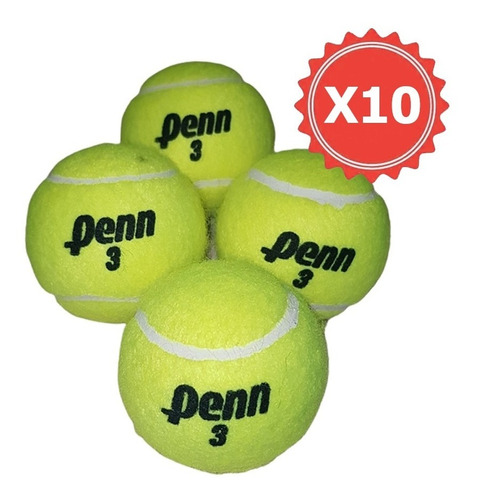 Imagen 1 de 4 de Pelota Tenis Penn Tournament X 10 Polvo Cemento All Court