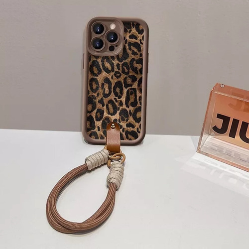 Funda De Cordón Con Estampado De Leopardo Para iPhone 16