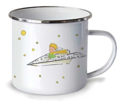 Taza El Principito Avión De Papel, Taza Peltre (10oz=300ml)