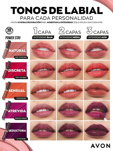 Avón - Power Stay - Lip Tint Labial 10 Hrs After Dark