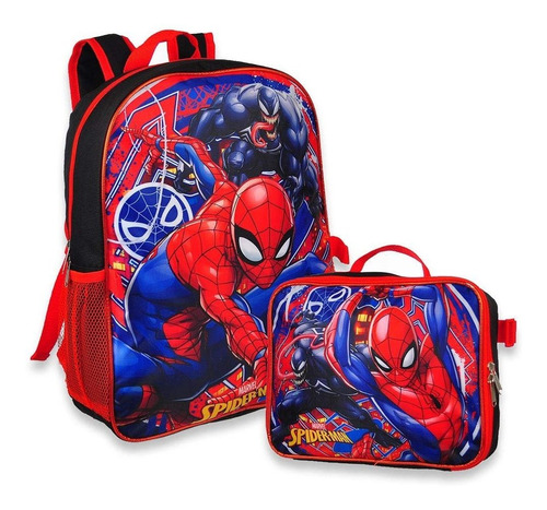 Mochila Spiderman Marvel De 16 Pulgadas Con Lonchera